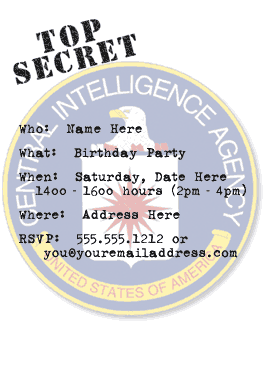 Secret agent invitation - back